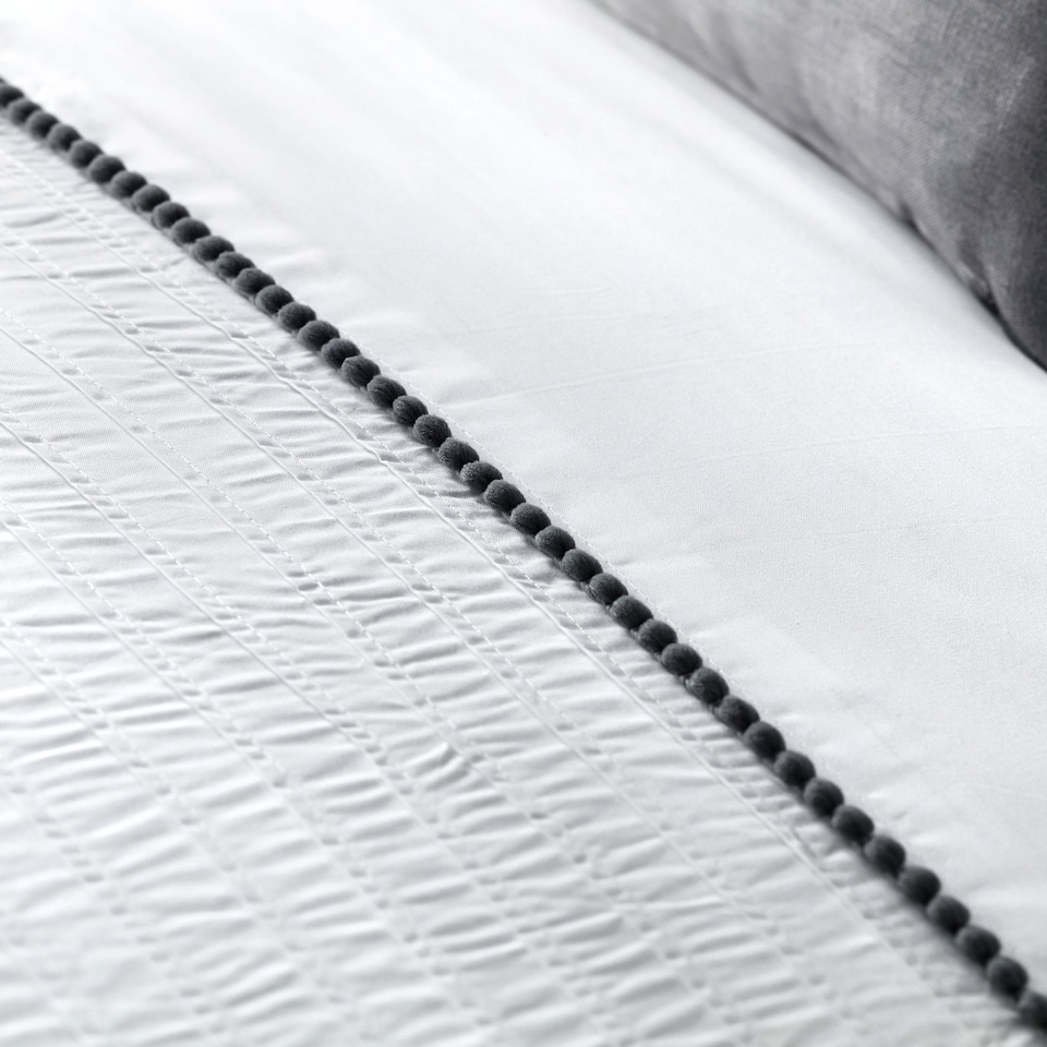 image 1 of Serene Pom Pom Duvet Cover Set Grey