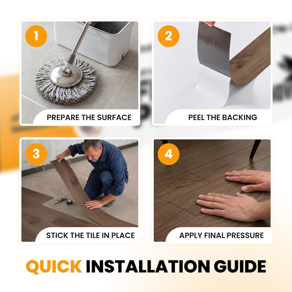 image 1 of Self Adhesive Floor Planks | 5.9x35.9in (91.4x15.2cm) Each | Peel & Stick Vinyl Flooring | Brown Wood Effect | Easy DIY | Stick On Tile for Home Floors | Brown | 2.78 sqm