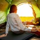 image 2 of Outsunny Self-Inflating Single Sleeping Pad Air Bed with Carry Bag, Grey