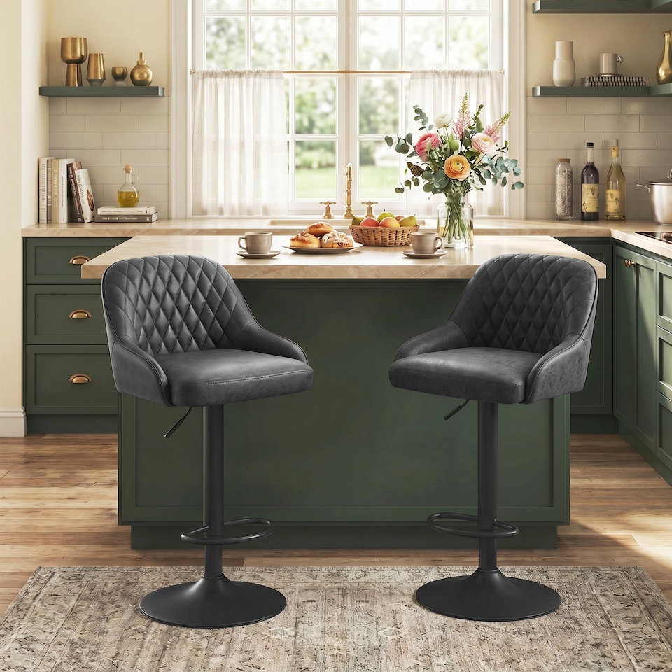 image 1 of HOMCOM Bar Stools Set of 2 Adjustable Swivel Counter Height