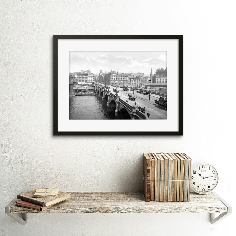 image 1 of Vintage Photo Glasgow Bridge Scotland 12x16" Framed Wall Art Print