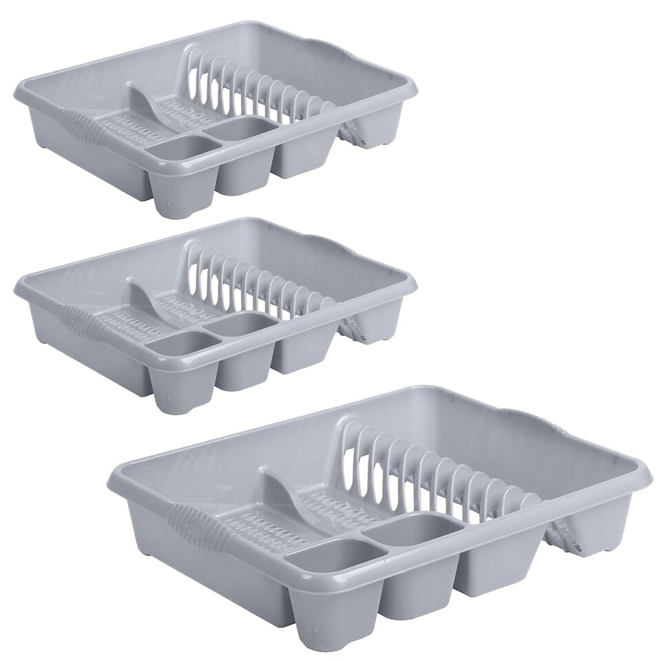 image 1 of 2 x Strong Silver Kitchen Counter Dish Drainer Rack For Cutlery With Integral Handles Silver