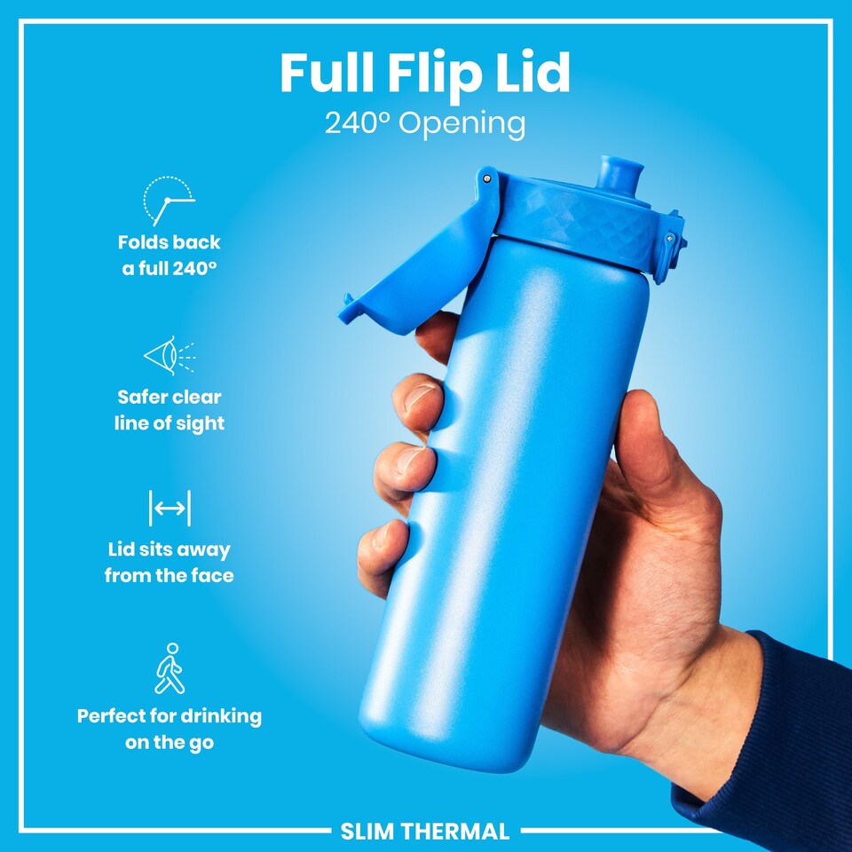 image 1 of Leak Proof Slim Water Bottle, Vacuum Insulated, 500ml (17oz) | Blue | Blue | One Size