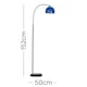 image 3 of ValueLights Designer Style Black Stem Floor Lamp With Navy Blue Arco Style Metal Dome Light Shade With LED GLS Bulb in Warm White