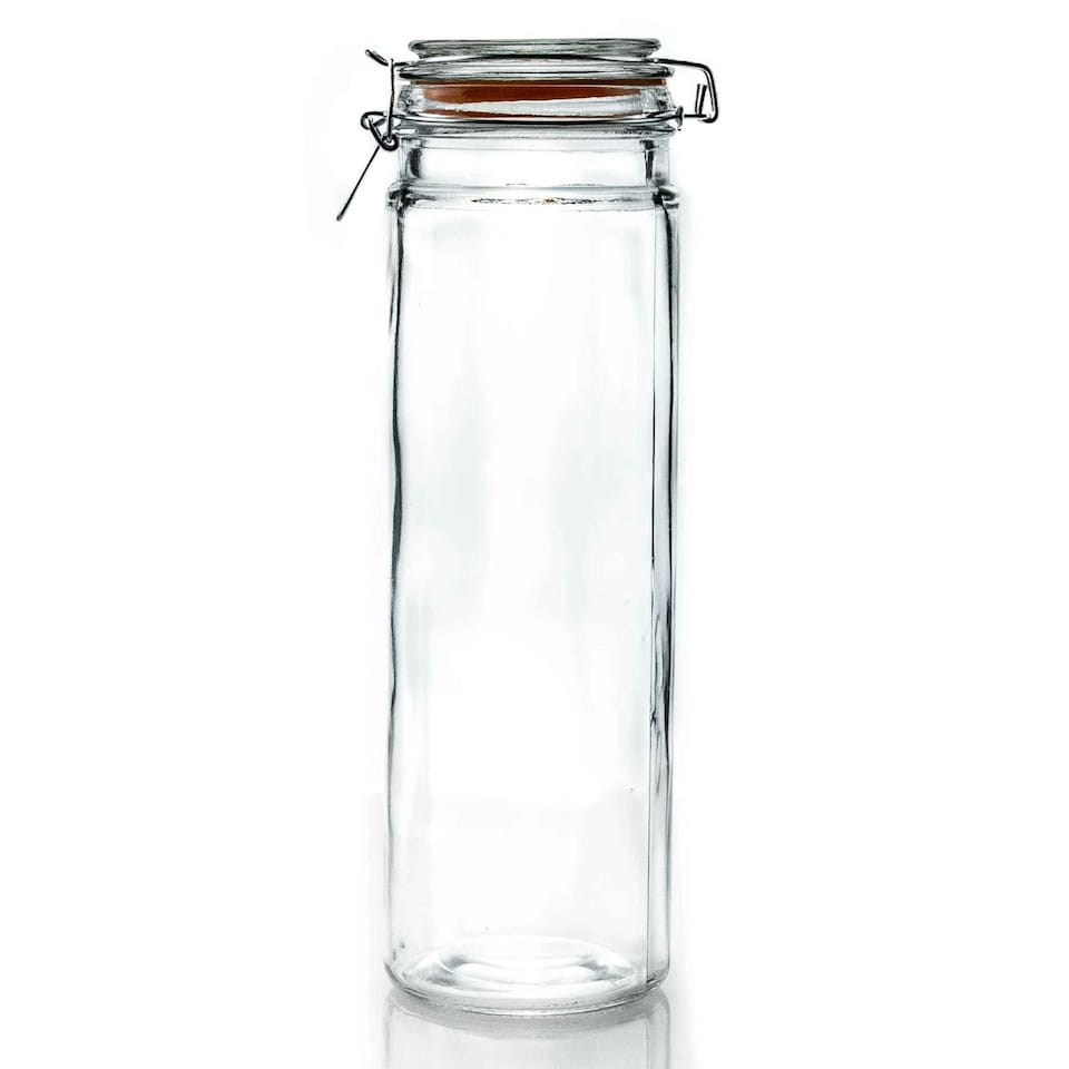 image 1 of Argon Tableware Glass Spaghetti Jar with Labels - 2 Litre - Orange Seal - Pack of 3