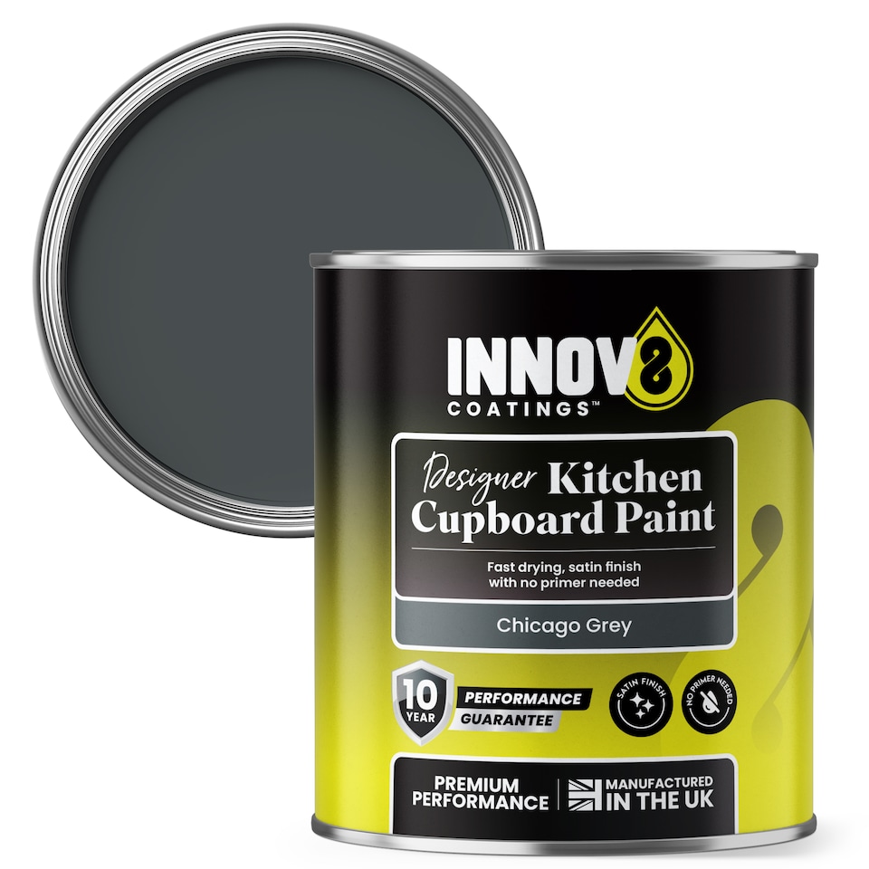 image 1 of Innov8 Coatings Designer Kitchen Cupboard Paint – 750 ml - Durable Satin Finish - Chicago Grey | Grey | Chicago Grey | 750ml | 1