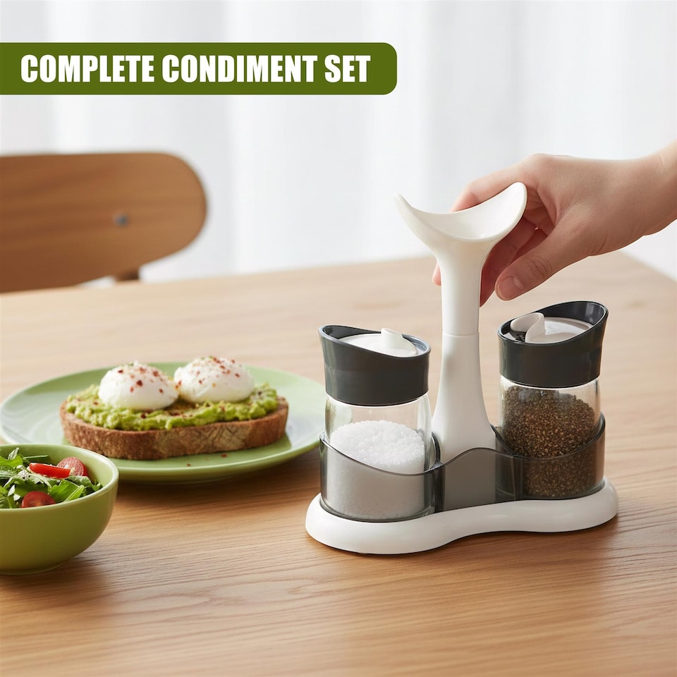 image 1 of GEEZY Cruet Pots White Salt And Pepper Shaker Set