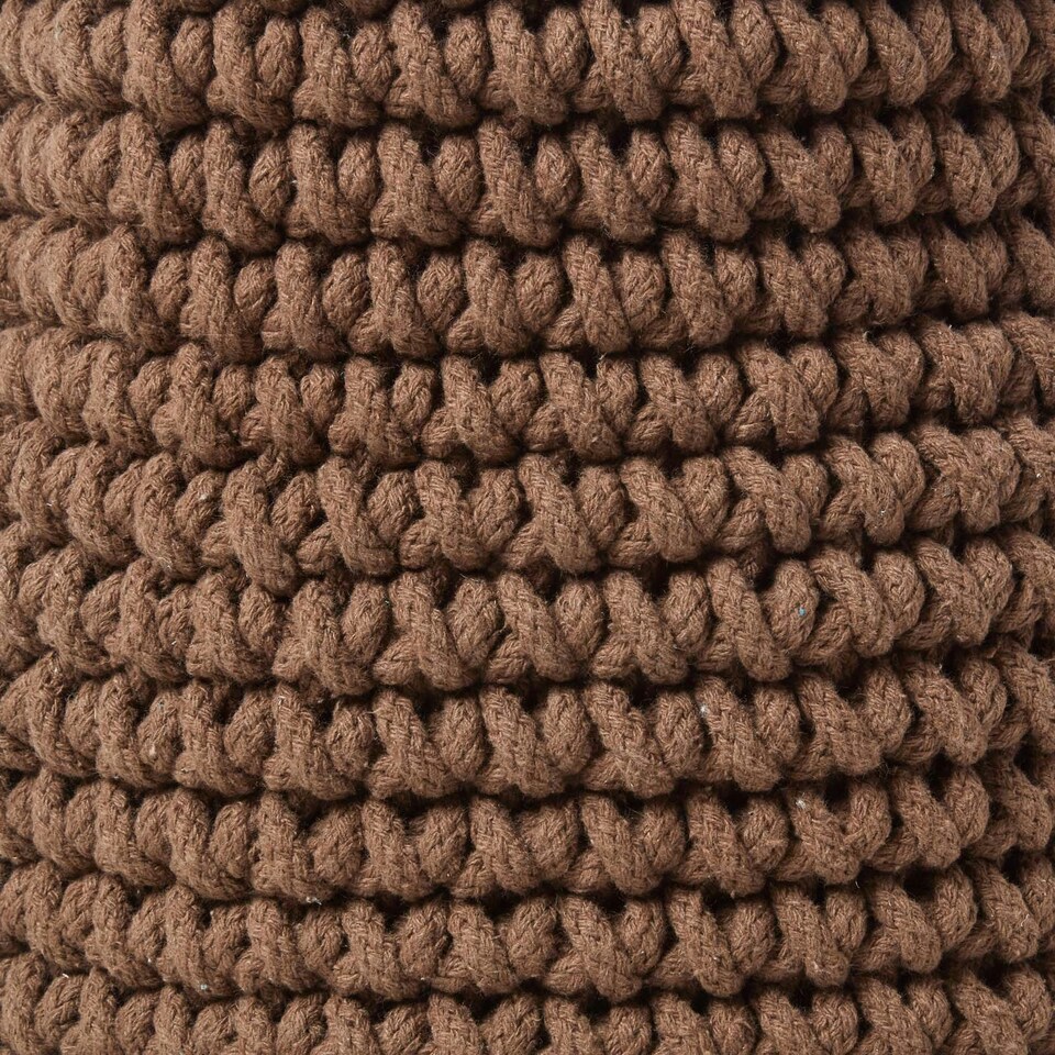 image 1 of Homescapes Chocolate Cotton Knitted Round Storage Basket - 37 x 21cm Brown | M