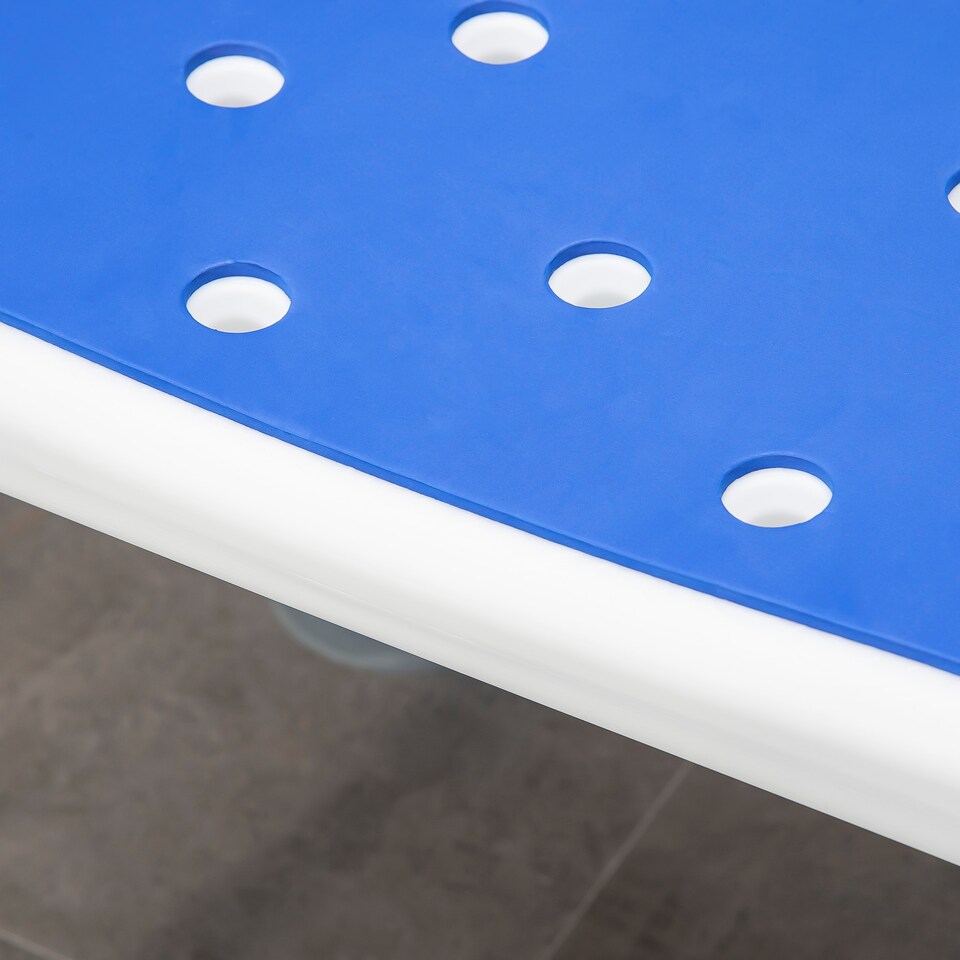 image 1 of HOMCOM EVA Padded Shower Chair for the Elderly and Disabled, Height Adjustable Shower Stool with Back and Arms, 4 Suction Foot Pads, Blue