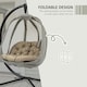 image 4 of Outsunny Folding Hanging Egg Chair w/ Cushion and Stand for Indoor Brown