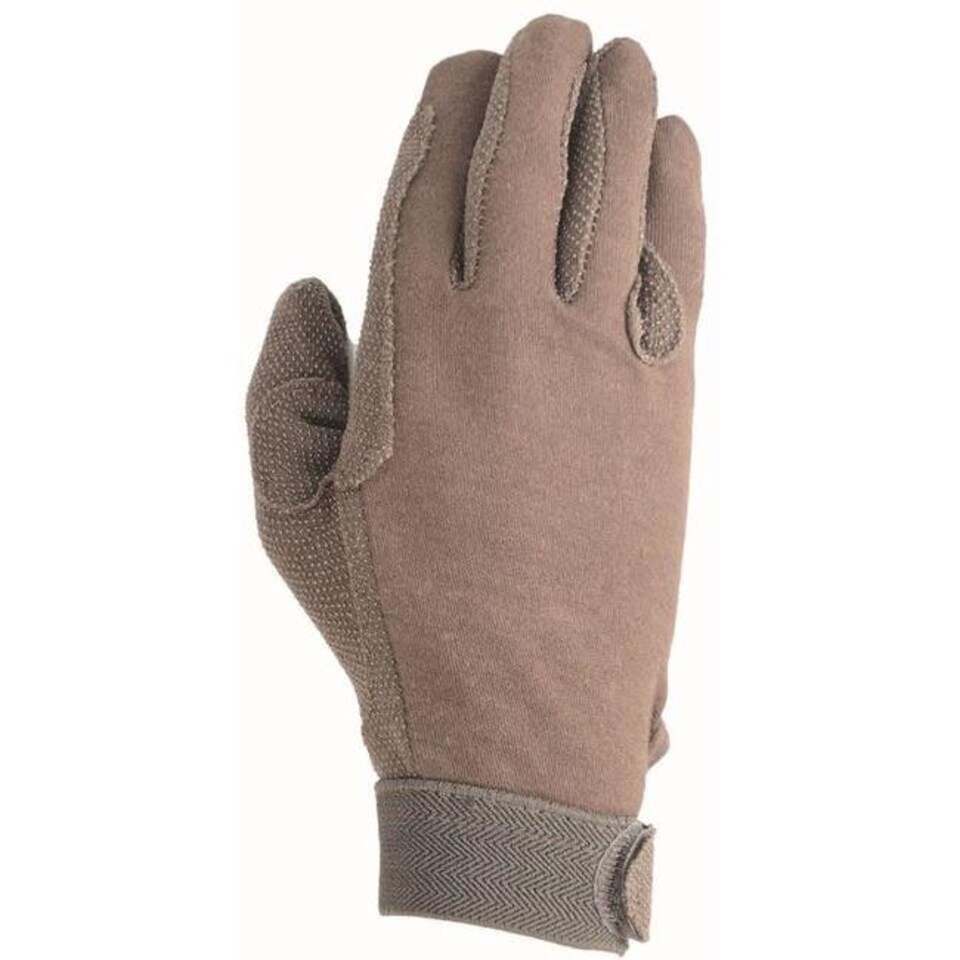 image 1 of Hy5 Adults Cotton Pimple Palm Riding Gloves - Brown - XXS Brown | XXS