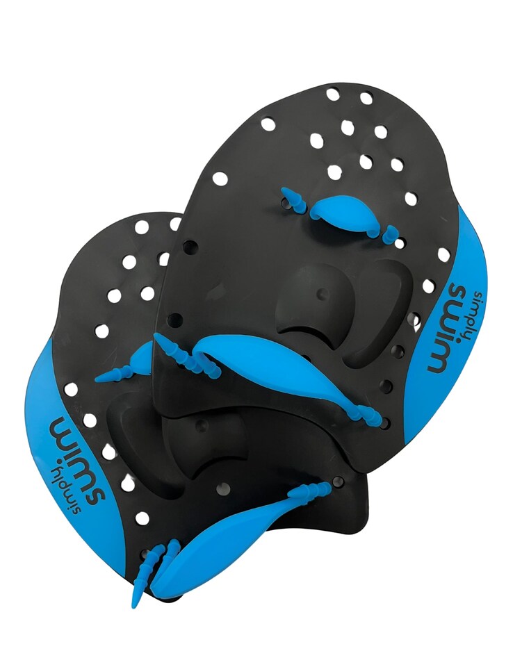 image 1 of Simply Swim Hand Swim Paddles - Black/Blue