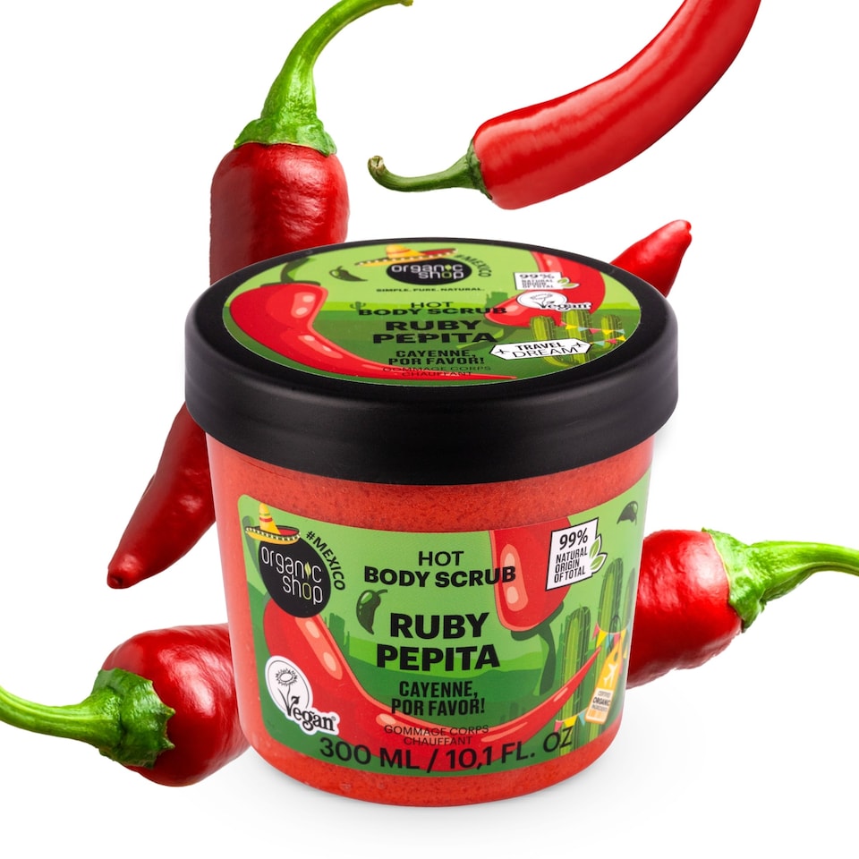 image 1 of Organic Shop Ruby Pepita Por Favor Hot Body Scrub, 300ml