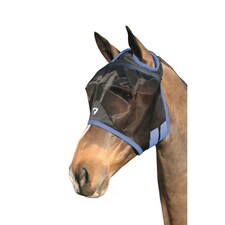 Hy BHB Equestrian Mesh Half Mask Without Ears - Black/Palace Blue - Pony