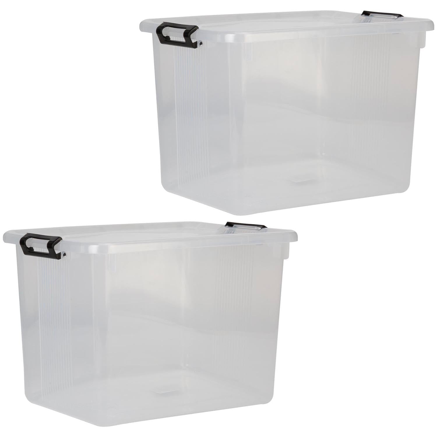 PMS Clear Storage Boxes 20L Capacity - Set of 2 Large - 39cm x 27.5cm