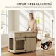 image 6 of PawHut Dog Crate Furniture on Wheels, Dog Cage with 2 Drawers, Sliding Door, Indoor Kennel End Side Table for Medium Large Breeds, Oak Tone