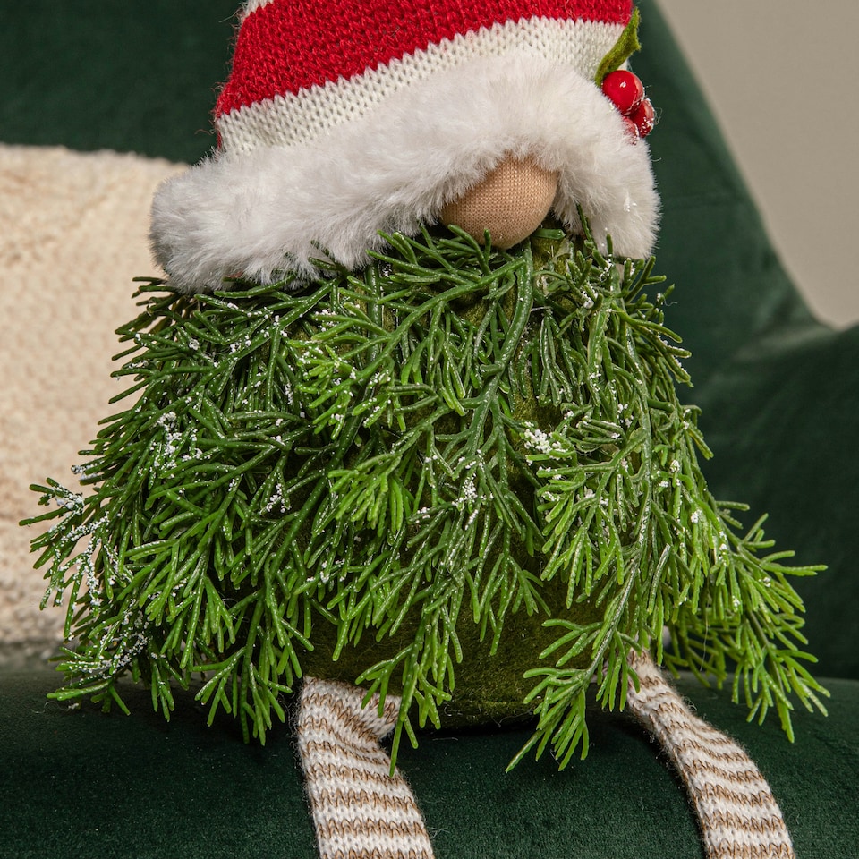 image 1 of 48cm Red and White Christmas Tree Sitting Gonk with Dangly Legs and Striped Hat