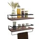 image 1 of Industrial 2PC Tier Wooden Floating Shelves with Hanging Rail Brown