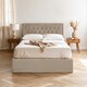 image 1 of Interiors By Premier Classic Mink Velvet Double Ottoman Bed, Elegant Button Tufted Bedroom Bed, Ottoman Stud Detailed Bed