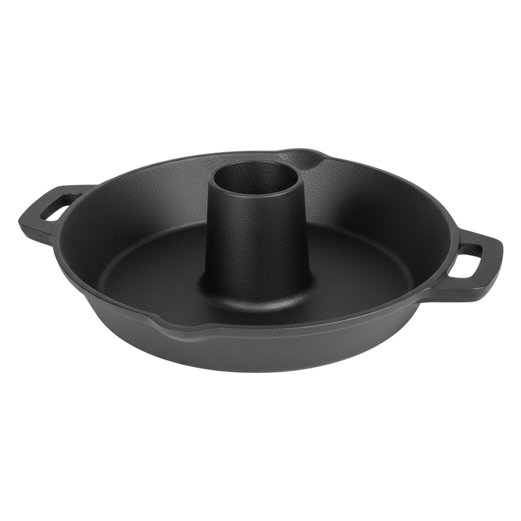 Toque Cast Iron BBQ Poultry Roaster Pan Insert Beer Can Chicken Holder in Black