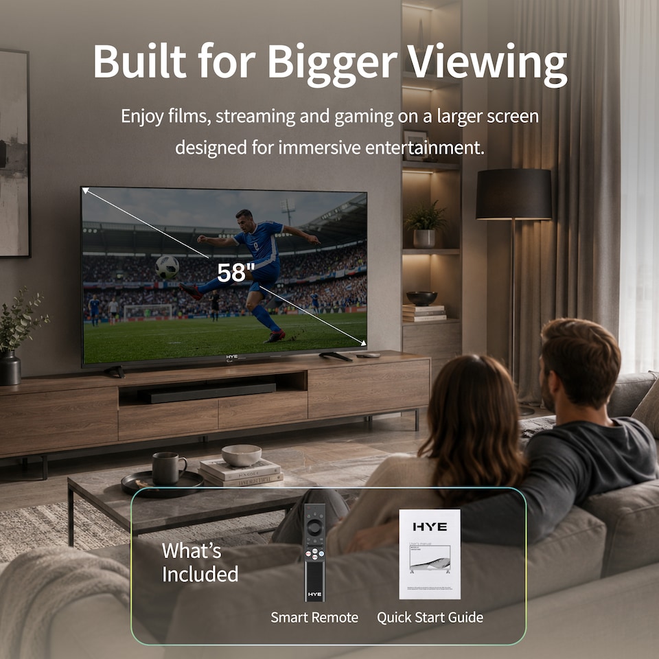 image 1 of HYE 58" Inch 4K QLED Tizen OS WiFi Frameless Smart TV - 58QLEDS2048