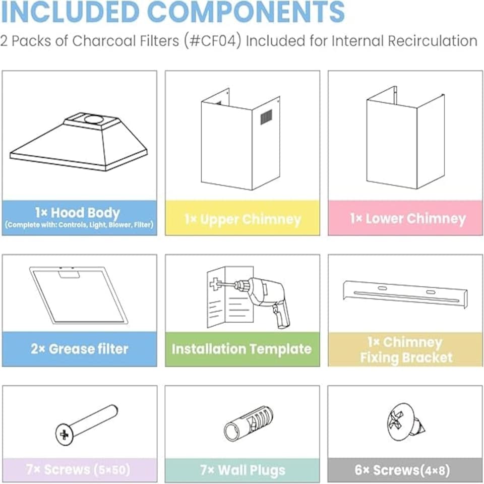 image 1 of Comfee Range Hood Kitchen Extractor with 3-Speed Modes -  Class A+