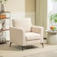 image 2 of HOMCOM Modern Armchair, Upholstered Linen Fabric Accent Chair with Metal Legs, Wood Frame and Thick Padded Cushion for Living Room Bedroom Office, Beige