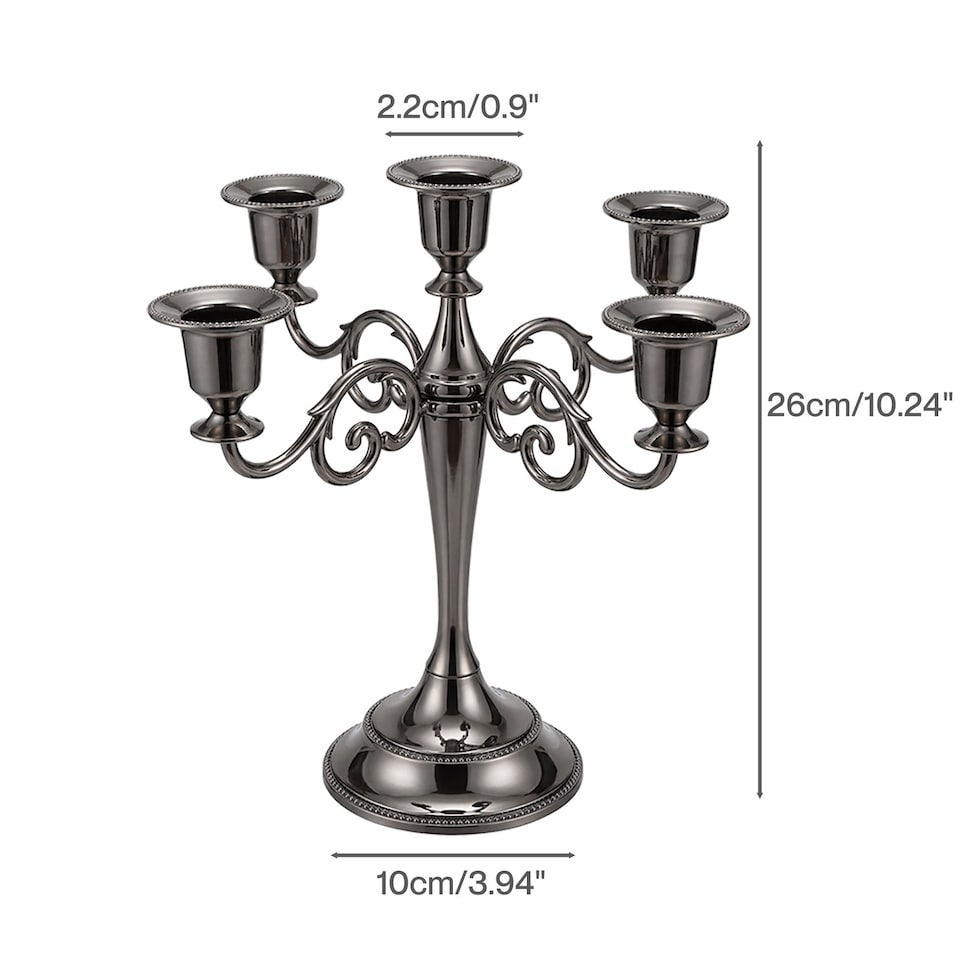 image 1 of Levede Candle Holder 5 Arm Metal Candelabra Black Candlestick Stand Centerpiece