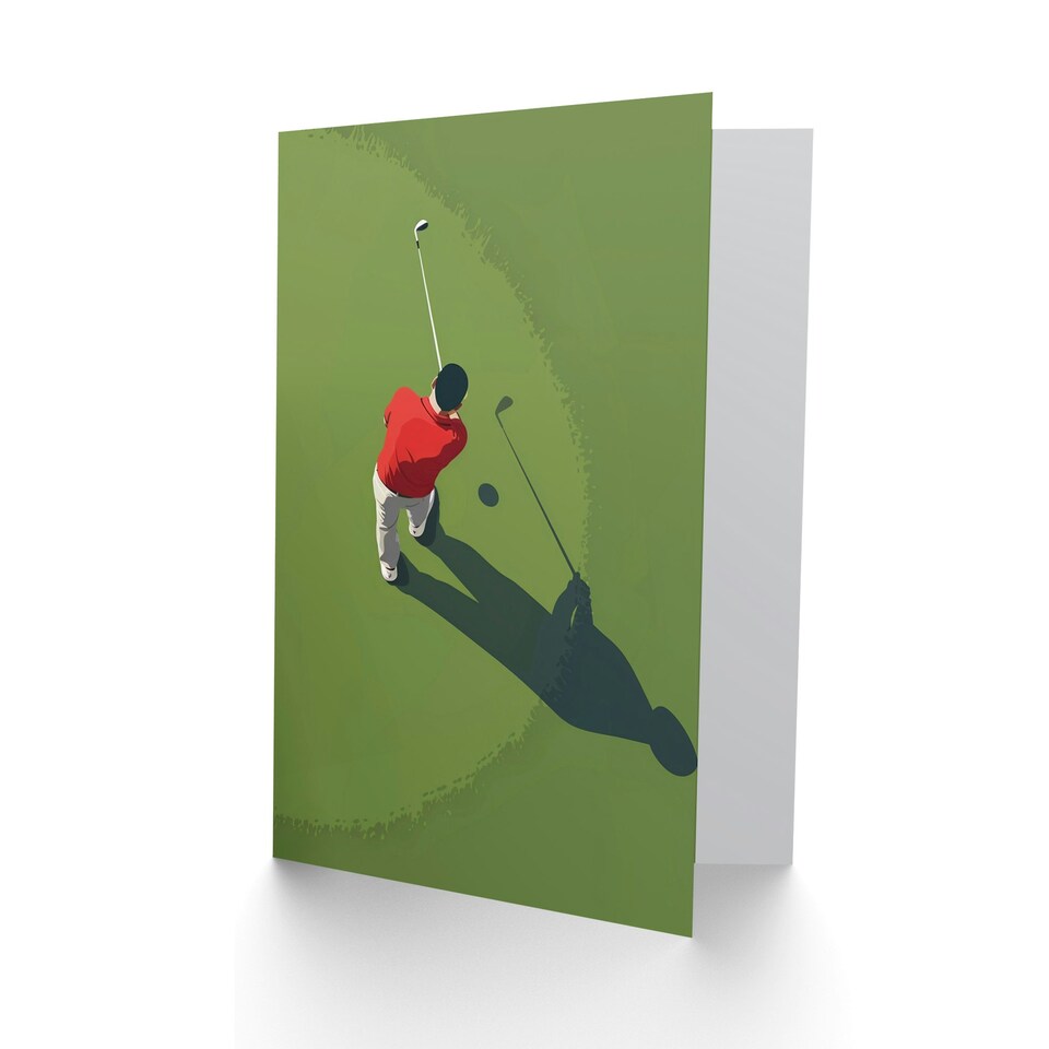 image 1 of Golfer Golf Hole One Golfing Aerial View Him Birthday Card