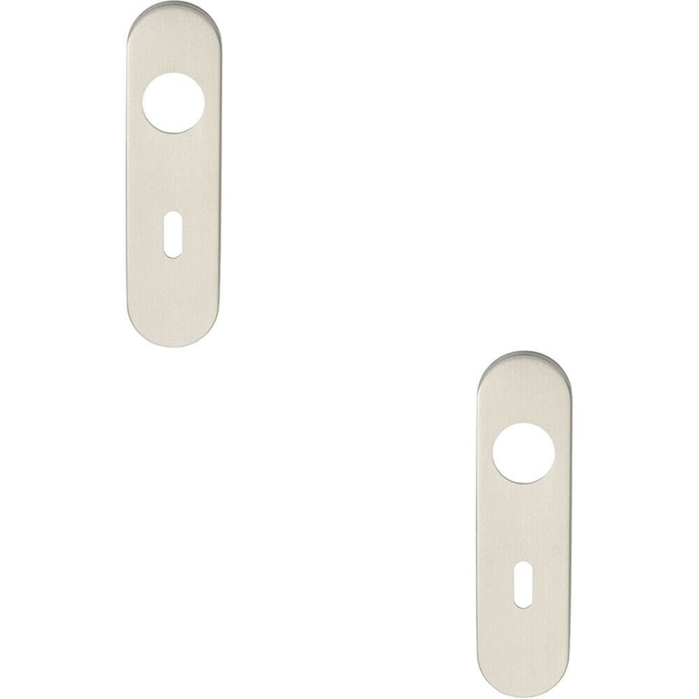 Loops 2x PAIR Radius Standard Lock Handle Key Plates 170 x 45 x 8mm Satin Steel in Metallics