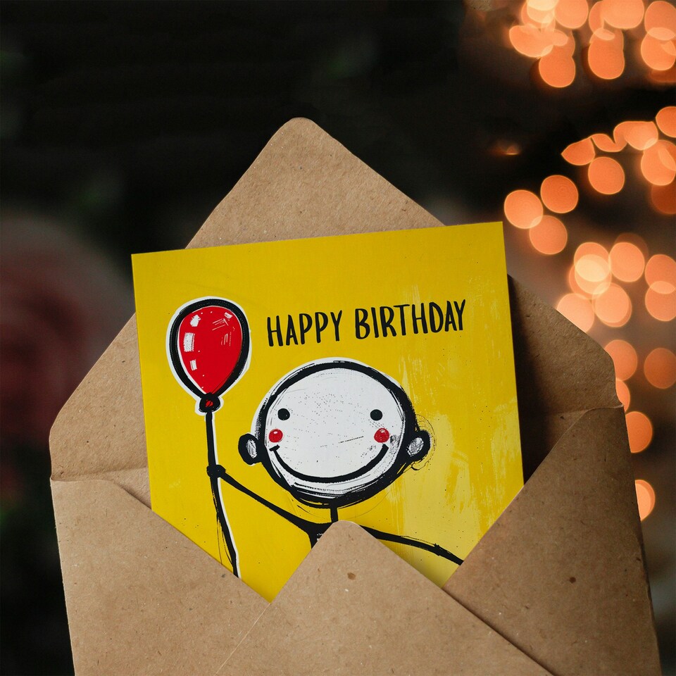 image 1 of Fantastic Fun Colourful Balloon Boy Cheerful Father Birthday Card