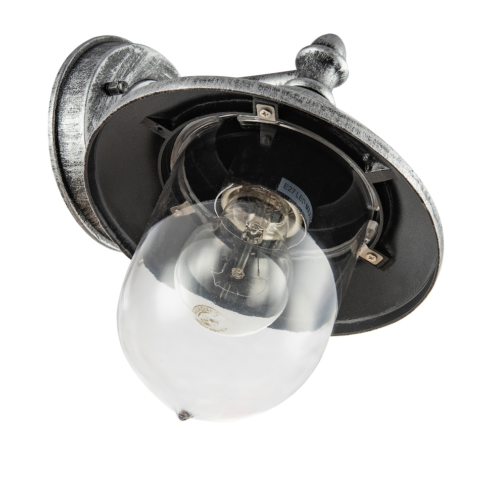 image 1 of Classic Style Outdoor Wall Lamp Lantern in Brushed Black Silver with Clear Shade | Silver