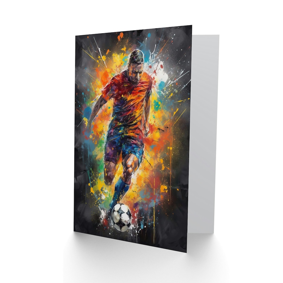 image 1 of Football Striker Colourful Boys Husband Him Son Art Card