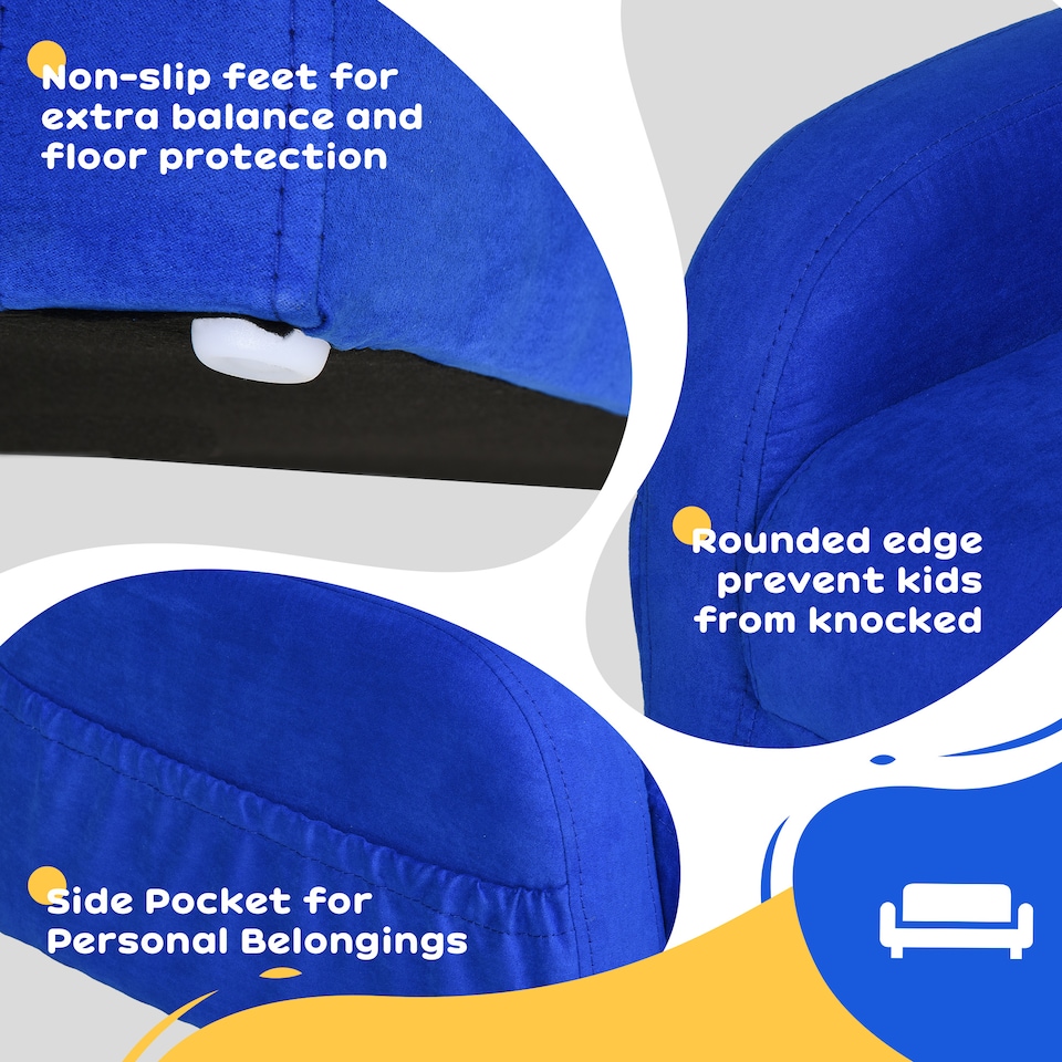 image 1 of HOMCOM 2 In 1 Kids Sofa Chair Bed Folding Couch Flannel Foam for 3-4 years | Blue | One Size