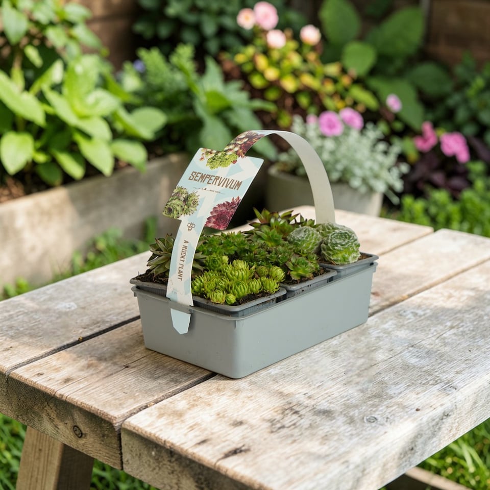 image 1 of Carbeth Plants Sempervivum in 7cm Pots - 6 Pack - Hardy Mixed Houseleeks - Low Maintenance Succulent - Rockery & Outdoor Patio Plants