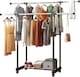 image 1 of Double-rail Adjustable Garment Rack Clothing Rail Stand on Castor Wheels with Hanging Rail and Storage Shelf | Multi | One Size
