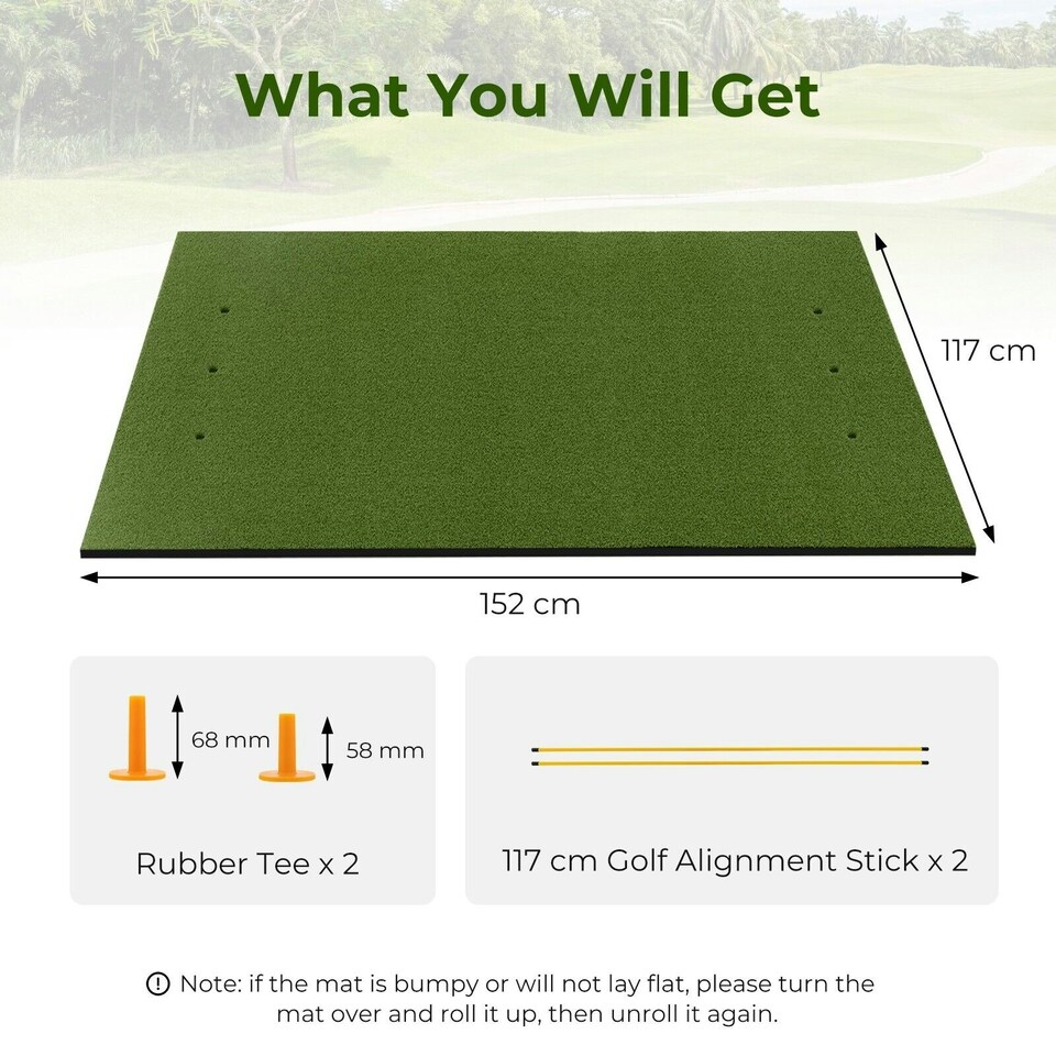 image 1 of COSTWAY Golf Hitting Mat Standard Real Feel Golf Practice Mat