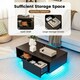 image 9 of COSTWAY Coffee Table w/LED Lights Rectangle Table Black