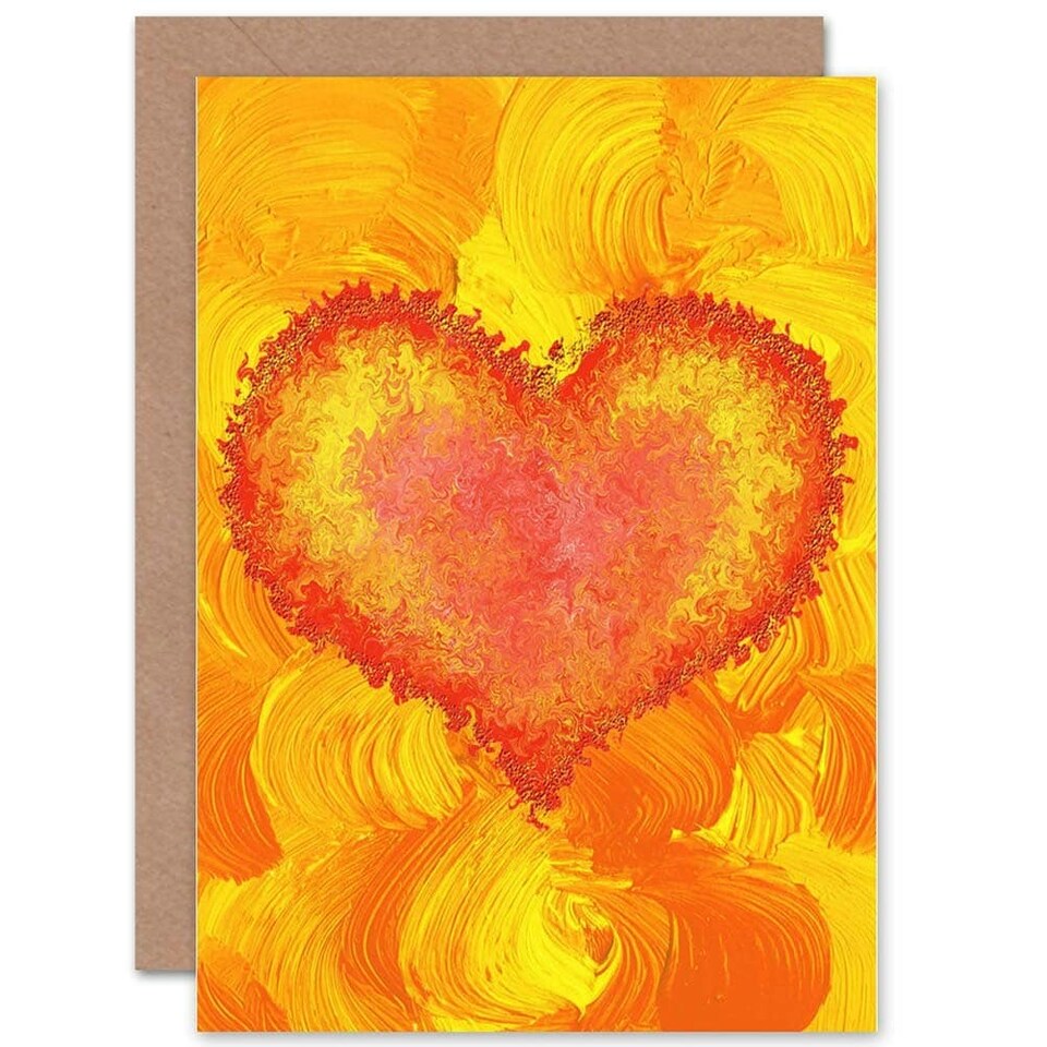 image 1 of Paint Oil Orange Swirl Love Valentine Anniversary Valentines Day Card