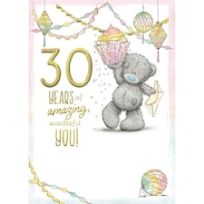 Bear Holding Cup Cake 30th Birthday Card