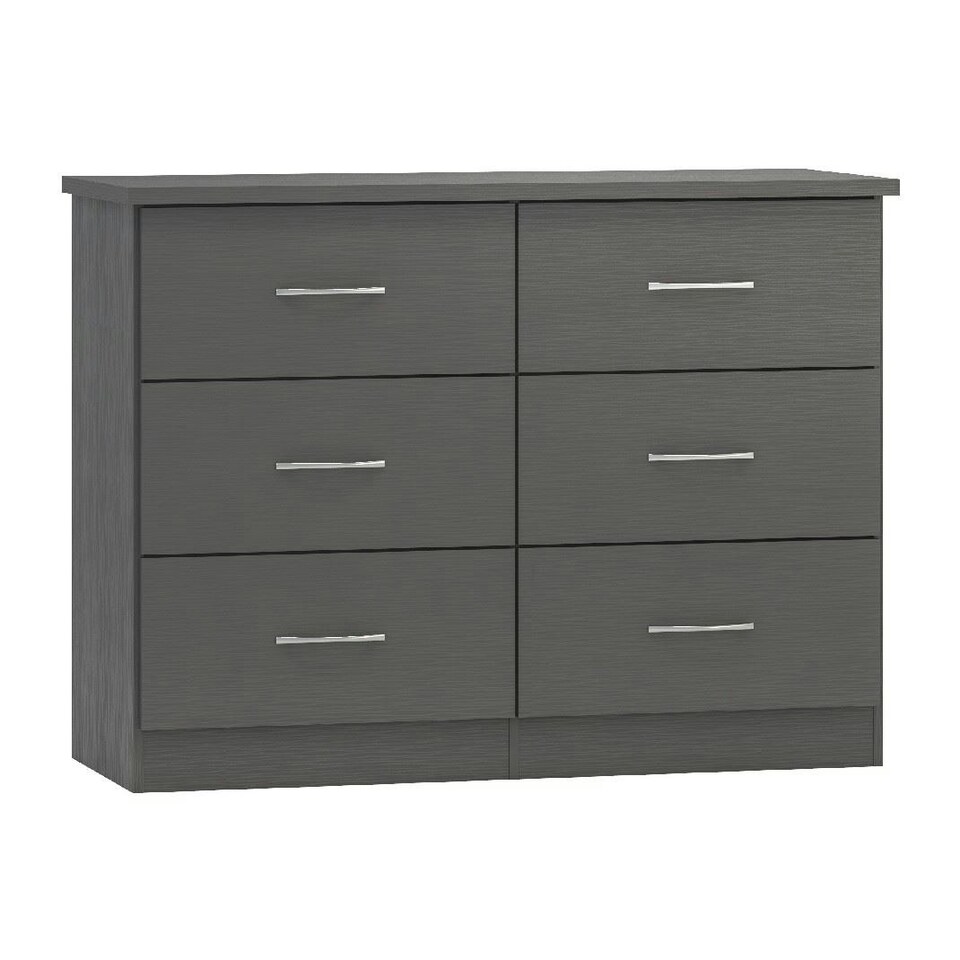 image 1 of Nevada 6 Drawer Chest Grey | 3D Effect Grey