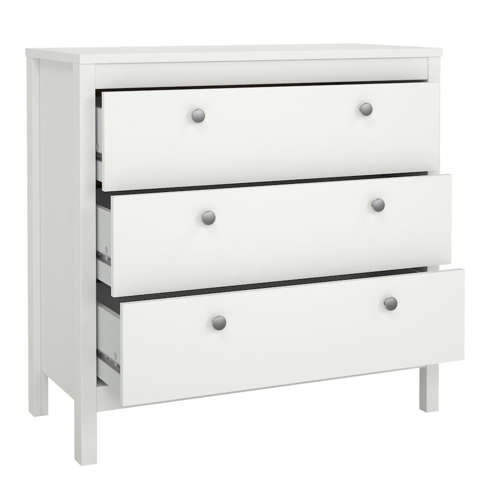 image 1 of Madrid Chest 3 Drawers in White