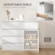 image 4 of HOMCOM Sideboard Storage Cabinet, Kitchen Cupboard with 5 Drawers | White | White embossed