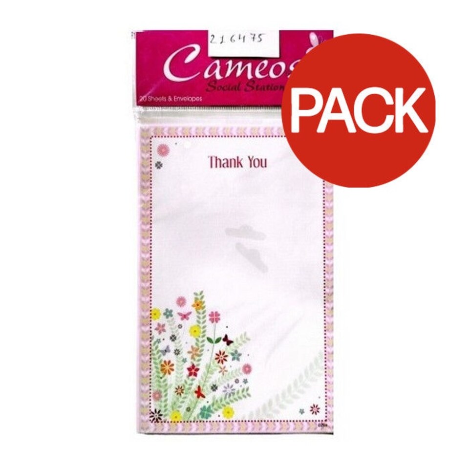 Cameos Thank You Card (Pack of 20) - White/Multicoloured - One Size
