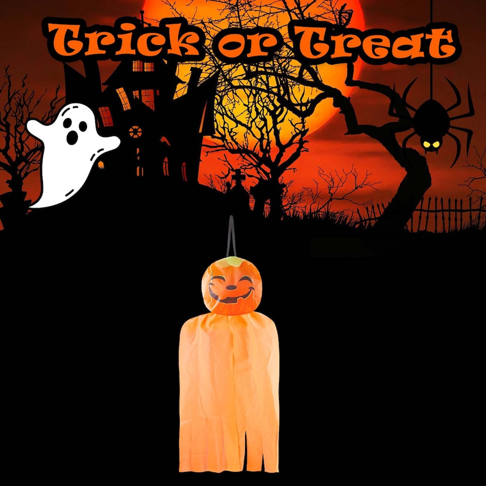 image 1 of vfm-estore Hanging Pumpkin Halloween Decoration, 90 x 39.5 cm
