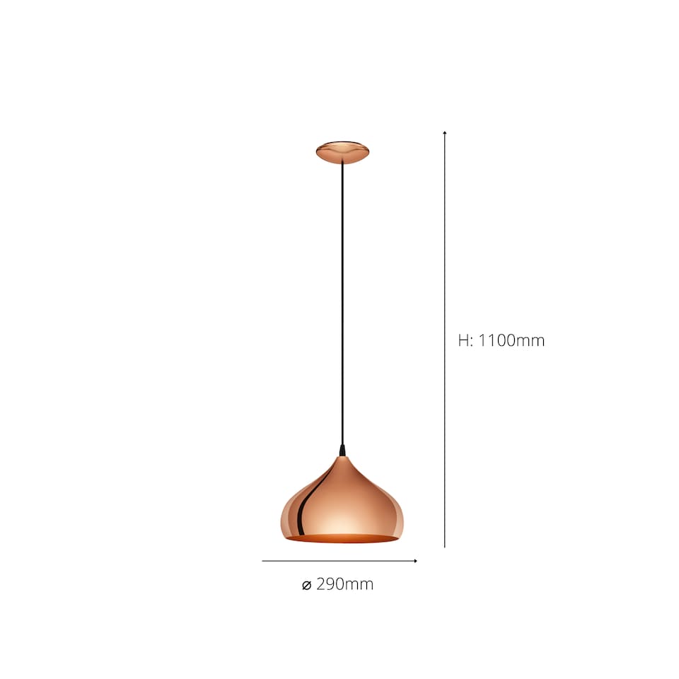 image 1 of EGLO Hapton Vintage Copper Steel Single Pendant