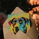 image 3 of Pop Art Dog Bright Summer Colourful Dots For Him Birthday Card