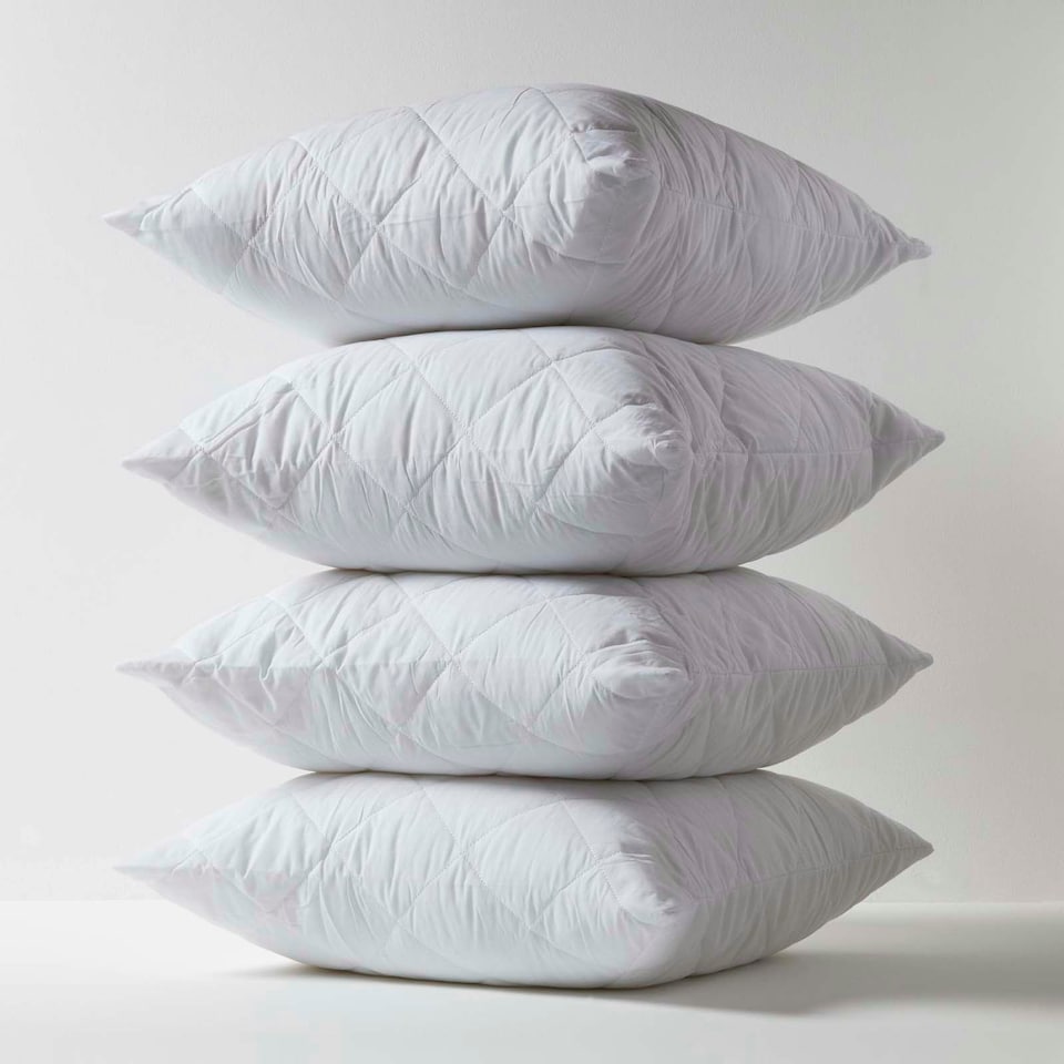 image 1 of Homescapes Cotton Rich Quilted Pillow Protectors - 80 x 80 cm - Pack of 4 White