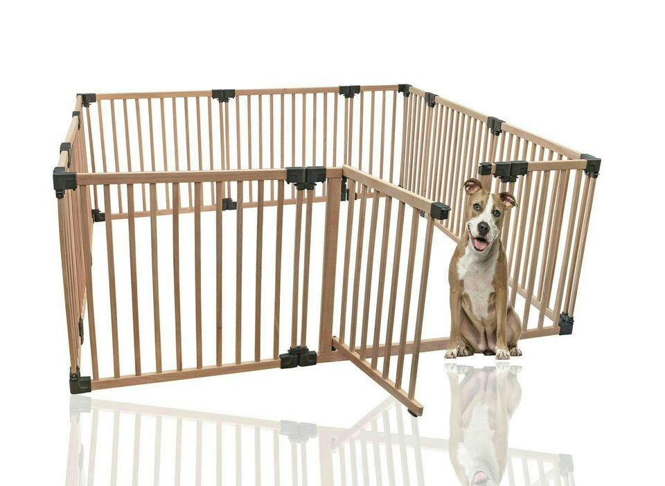 image 1 of Bettacare Wooden Dog Pen, 200cm x 200cm, Natural Wood, 76cm High, Dog Pen for Pets Dogs and Puppy, Dog Playpen | Cream | Not provided | 1