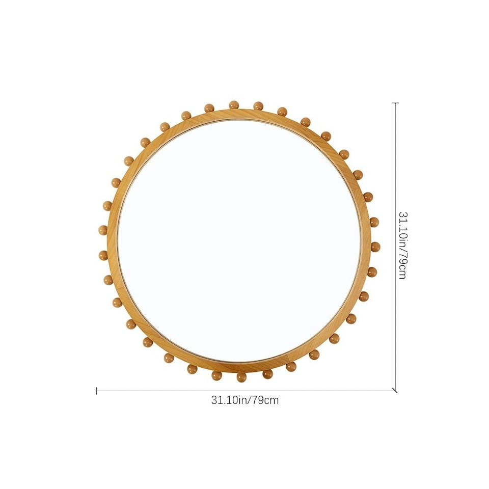image 1 of Living and Home Pine Wood American Transitional Style Decorative Wall Mounted Mirror | Brown